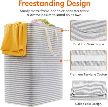 Lifewit 1 Pack Laundry Basket 125L Each, Collapsible Clothes Hamper with Reinforced Handles, Freestanding Waterproof Design for Bedroom and Laundry Room, Grey 125L Total
