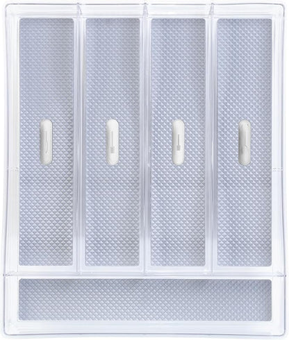 Glad Silverware & Utensil Drawer Organizer - Divided Clear Plastic Storage Tray with 5 Compartments for Kitchen Flatware and Cutlery - BPA Free, Food Safe, Non Slip, 11x13 inches