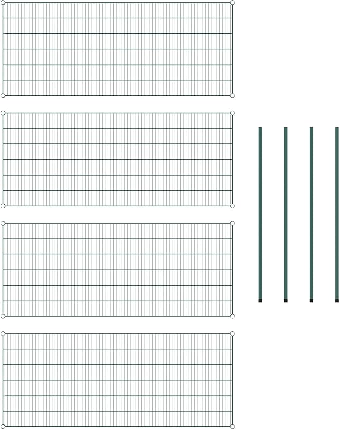Commercial NSF Listed Green Epoxy Stationary Wire Shelving Kit 30" x 72" x 54", with 4 Shelves Perfect for Warehouse, Walk-in Refrigerator, Freezer, Grocery Store, Restaurant, Dishroom