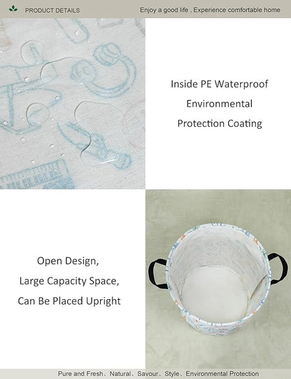 Round Waterproof Laundry Basket,Gift Basket,Suitable for Children's Room and Toy Storage(Musical instrument)