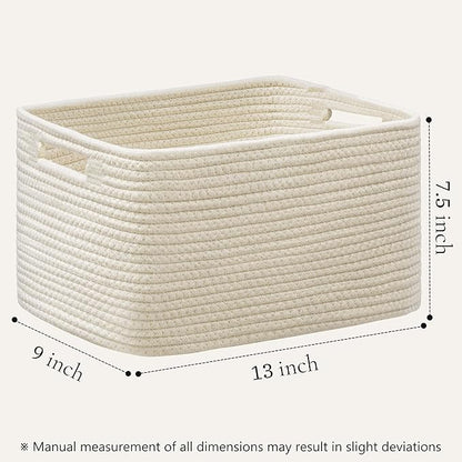 UBBCARE 4 Pack Storage Baskets for Shelves, Baskets for Organizing, Cube Shelf Storage Bin with Handles, Woven Storage Basket, 13"L x 9"W x 7.5"H, Beige