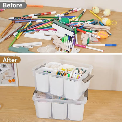 Citylife 17 QT Plastic Storage Bins Clear Storage Box with Lids Multipurpose Stackable Storage Containers for Organizing Tool, Craft, Crayon, 4 Packs