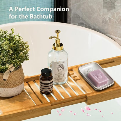 Gomakren Ceramic Soap Dish with Raised Scalloped Design, Versatile Soap Holder & Tray for Bathroom and Kitchen Sink, Prevents Soggy Soap, Rustic Modern Decor, Easy to Clean, Beige (5.59" x 4.02")