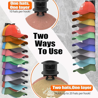 Hat Organizer for Baseball Caps, 1 Pack Hat Rack for Wall, Strong Adhesive Hat Storage Display Holder(Rainbow)
