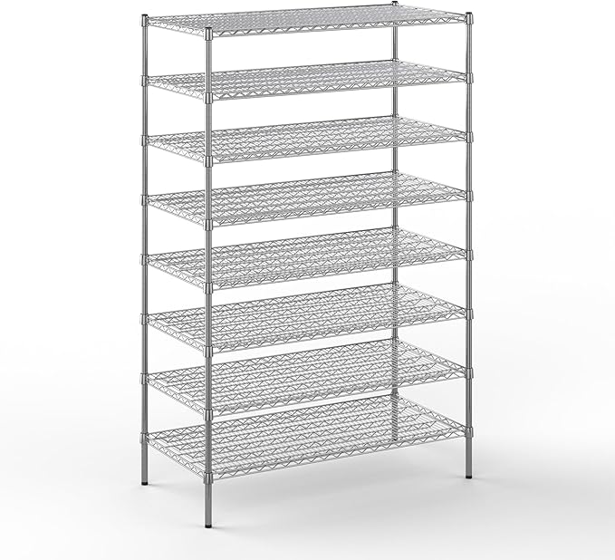 24" Deep x 48" Wide x 74" Height Wire Shelving Kit | 8-Tier | NSF Commercial Storage Rack Unit