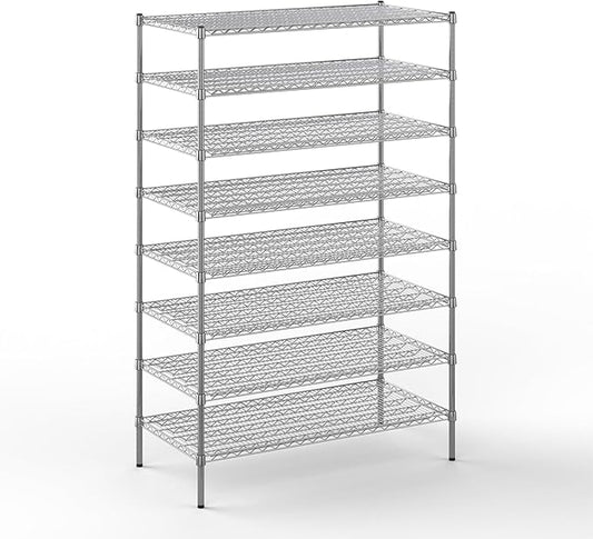 24" Deep x 48" Wide x 74" Height Wire Shelving Kit | 8-Tier | NSF Commercial Storage Rack Unit