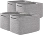 OIAHOMY 4 Pack Storage Baskets for Organizing, Cube Storage Bins for Shelves, Rectangle Storage Baskets With Handles, Woven Baskets for Storage, 16''Lx12''Wx8''H, Grey