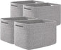 OIAHOMY 4 Pack Storage Baskets for Organizing, Cube Storage Bins for Shelves, Rectangle Storage Baskets With Handles, Woven Baskets for Storage, 12.7''Lx9''Wx7.8''H, Grey