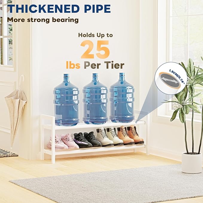 Mavivegue Expandable Shoe Rack, 2-Tier Adjustable Shoe Organizer, Shoe Shelf for Closet, Entryway, Front Door