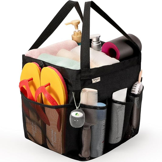famichan Mesh Shower Caddy Portable, Dorm Room Essentials for College Students, Large Capacity with 8 Pockets Shower Bag for Camping,Swimming,Gym,Travel