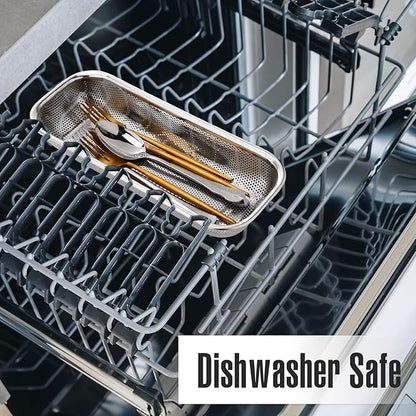 12 Pack Drawer Organizer for Kitchen Utensils, Stackable Rapid Draining Cutlery Stainless Steel Tray, Space-Saving Flatware Organizer for Spoons Forks Chopsticks, Dishwasher Safe(Silver)