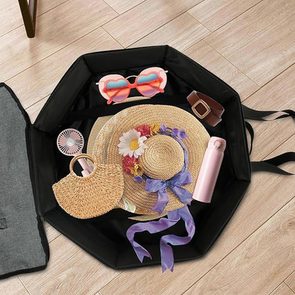Hat Box for Travel, Crush Proof Hat Box Storage Bag Cowboy Cap Hat, Collapsible Hats Case Organizer Bag Container for Closet with Handles Hat Boxes for Women & Men Storage Carrier with Cardbord