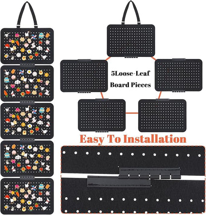 Hanging Enamel Pin Collection Display Panel, Detachable Brooch Pin Pages with 5 Loose leaf Board Pieces Badge Collection Display Holder Enamel Pin Organizer Display Case at Least 180 Pins