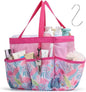 F-color Shower Caddy Portable - Mesh Shower Bag Basket Tote for College Dorm Room Essentials Bathroom Gym Camp Quick Dry for Women Men with S Hook, Pink Flamingo
