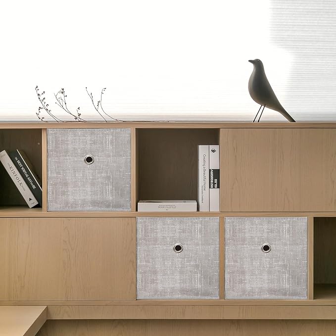 Foldable Storage Cubes Bins ,11 Inch Cloth Storage Cube Fabric Storage Box Cubes Organizer Baskets with Handles for Home Organizer Set of 6 (Cowboy Grey)