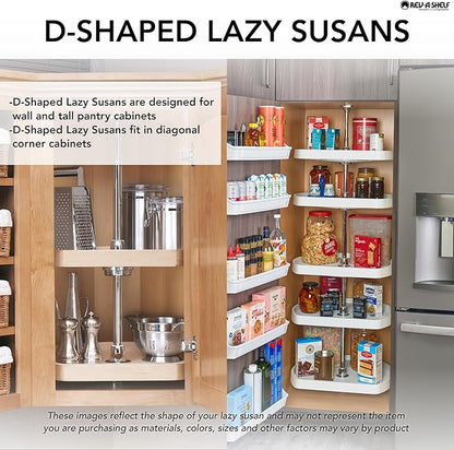 Lazy Daisy Banded Wood D-Shaped Lazy Susan for Corner Wall Cabinets w/Swivel Bearing
