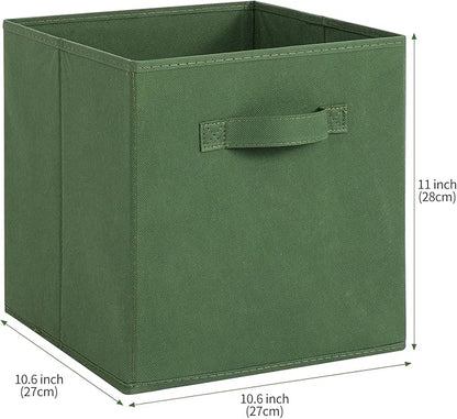Stero Fabric Storage Bins 6 Pack Fun Colored Durable Storage Cubes with Fabric Handles Foldable Cube Baskets for Home, Kids Room, Closet and Toys Organization Dark Green