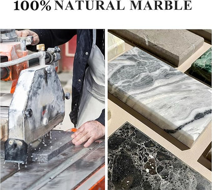 YMXYJM Real Natural Marble Tray for Bathroom, Genuine Marble Stone Vanity Tray, Luxury Storage Trays for Kitchen, Vanity, Home Decor, Dresser, Non-Resin/Non-Ceramic, 12"x 8"x 1.2", Dark Brown