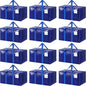 12 Pack Extra Heavy Duty Large Moving Bags with Strong Zipper & Comfortable Handles, Sturdy & Durable Clothes Storage Bags Totes Bins, Packing Moving Boxes for College Supplies, Blue