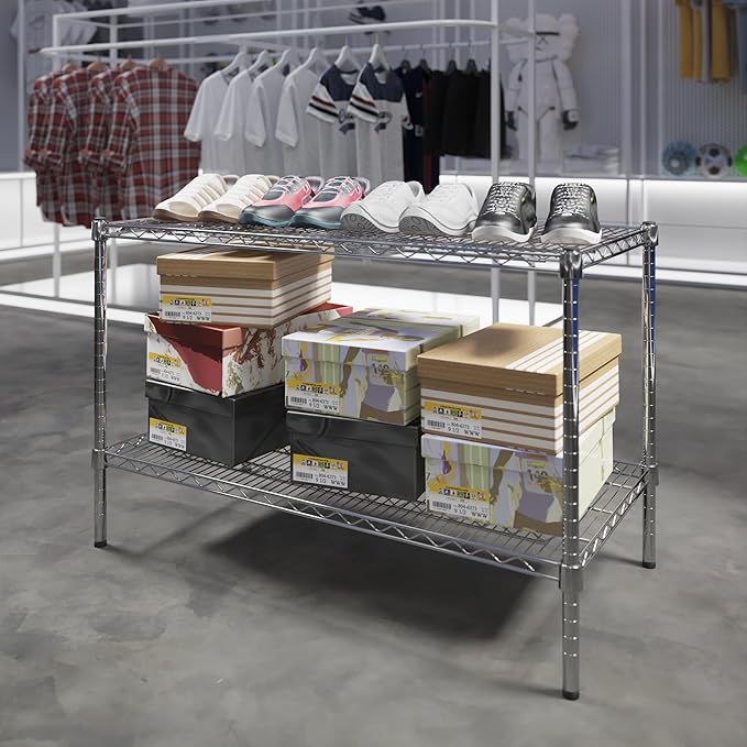 21" Deep x 42" Wide x 27" Height Wire Shelving Kit | 2-Tier | NSF Commercial Storage Rack Unit
