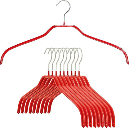 MAWA Light Thin Reston Lloyd Silhouette Series Non Slip Saving Clothing Hanger for Shirts and Dresses, Style 41/F,Set of 10, Red,