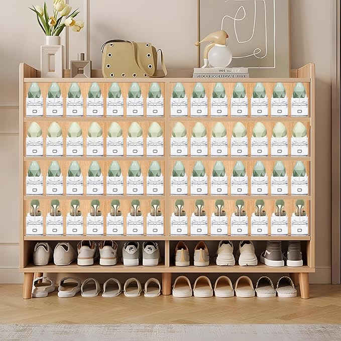 Clear Shoe Slot Organizer, 24 Pack Adjustable Shoe Slots Organizer for Closet Clear Shoe Stackers Shoe Rack Holder Shoe Space Savers for a Pair of Shoes