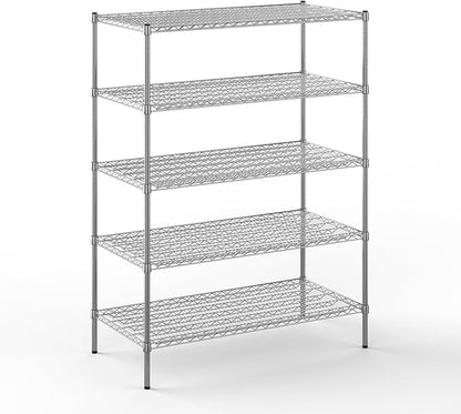24" Deep x 48" Wide x 64" Height Wire Shelving Kit | 5-Tier | NSF Commercial Storage Rack Unit