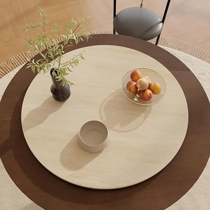 23.6" Sintered Stone Lazy Susan for Table Top- Extra Large Round Lazy Susan Organizer - Kitchen Revolution for Countertop(Yellow Cave Stone)