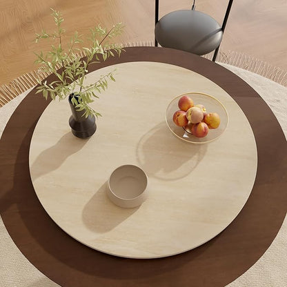 23.6" Sintered Stone Lazy Susan for Table Top- Extra Large Round Lazy Susan Organizer - Kitchen Revolution for Countertop(Yellow Cave Stone)