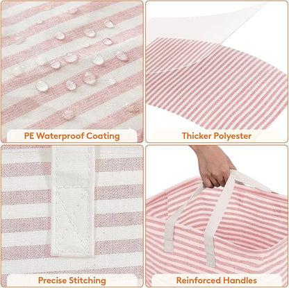 Lifewit 2 Pack Laundry Basket 85L Each, Collapsible Clothes Hamper with Reinforced Handles, Freestanding Waterproof Design for Bedroom and Laundry Room, Grey&Pink 170L Total