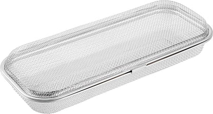 Chopstick Holder for Dishwasher, Kitchen Small utensil organizer for drawer, Mesh 304 Stainless Steel with Lid and Lock, Great accessory for Chopstick or Straw