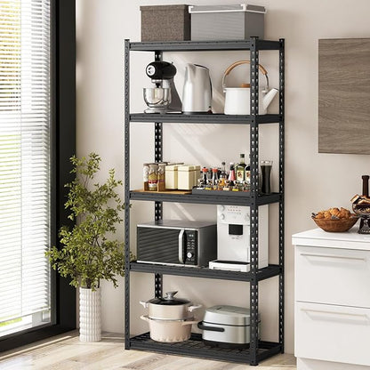 Goplus 5-Tier Metal Shelving Unit, 4 Pack Heavy Duty Wire Storage Rack with Anti-Slip Foot Pads, Height Adjustable Shelves for Warehouse, Kitchen, Living Room, Garage, 15.5" D×35.5" W×72" H