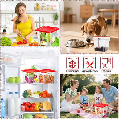 2 Pack Square Food Storage Container With Lid,2-12 Quart Commercial Storage Box With Scale & Handle,Cake Making,Dough Marinating Meat,Kitchen Supplies (6 Quart)