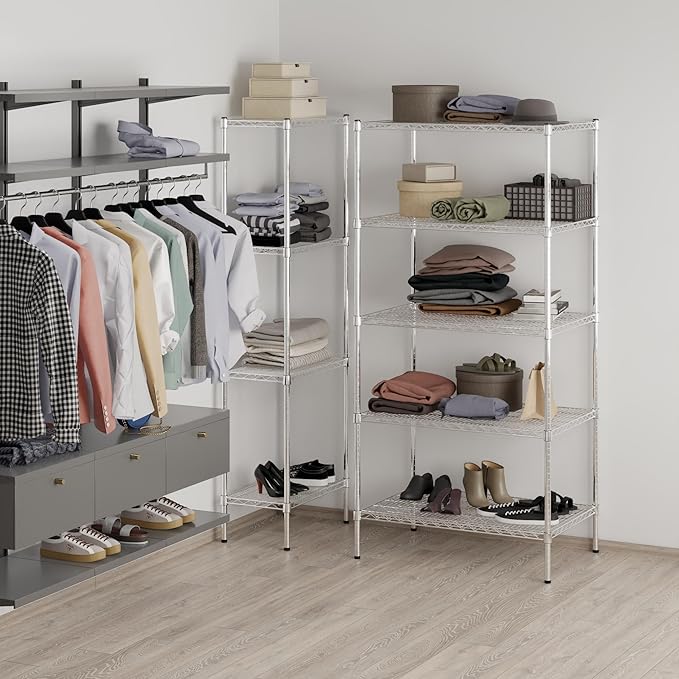 24" Deep x 36" Wide x 74" Height Wire Shelving Kit | 5-Tier | NSF Commercial Storage Rack Unit