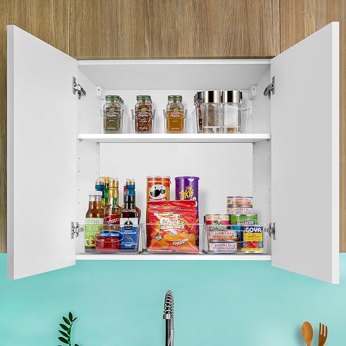 Sorbus Clear Plastic Organizing Bins 10-Pack, Clear Bins, Refrigerator & Pantry Organizer