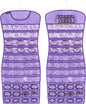 Hanging Jewelry Organizer Dual Sided 84 Clear Pockets and 6 Hook Loops Storage for Holding Jewelries Hair Accessories Dress Shaped Earring Holder (84 Pockets and 6 Hook Loops -Purple)