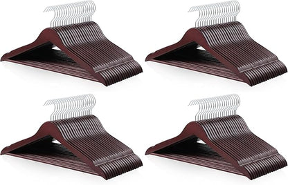 Amazon Basics Durable Wooden Suit Clothes Hangers - Cherry (Pack of 80)