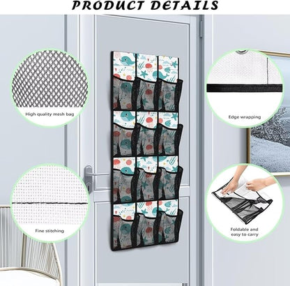 Whale Simple Houseware 12 Pockets,Over The Door Hanging Shoe Organizer,Small Item Storage Bag,Hanging Shoe Rack for Door Sneaker Hanger Boot Storage,Closet Rack for Home