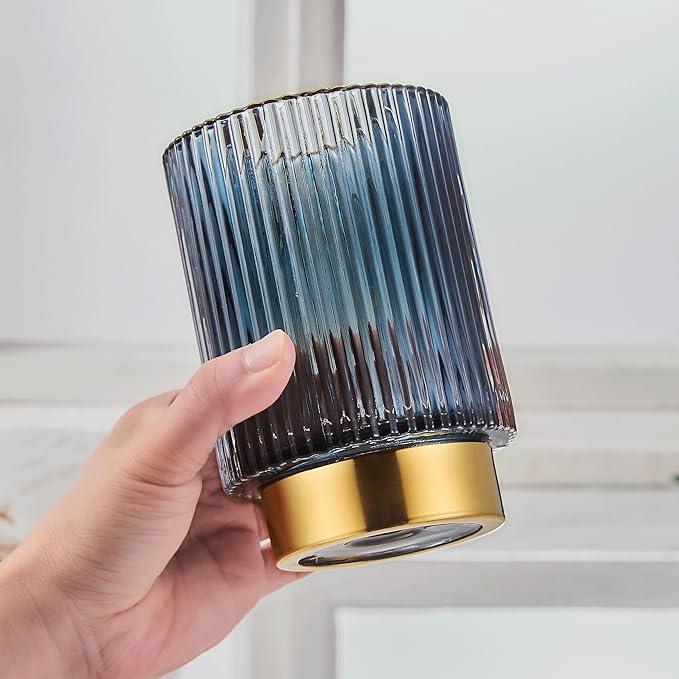 Makeup Brush Holder Organizer,Toothbrush Holders,Desk Pen Pencil Holder,Multifunctional Vintage Glass Brush Cup(A3-18-US)