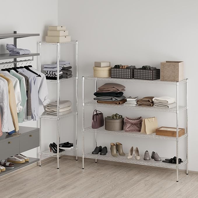18" Deep x 60" Wide x 54" Height Wire Shelving Kit | 4-Tier | NSF Commercial Storage Rack Unit