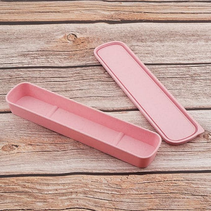 1pcs Portable Flatware Box Travel Tableware Storage Case Box, Utensil Case Flatware Storage Box for Cutlery Kit, 9.84 x 2.40 inch (Pink)