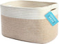 Light Honey Cotton Rope Basket for Shelf Storage - 15"×10"×9½" - Woven Decorative Basket for Organizing - Closet, Nursery, Bedroom - Toys, Books, Towels, Clothes