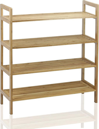 Oceanstar 4-Tier Bamboo, Natural Shoe Rack, Medium