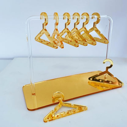 Earring Hanger Rack with 8 Mini Coat Hangers, Acrylic Earring Holder Display Stand, Ear Studs Hanging Earrings Organizer For Women Girls, Yellow