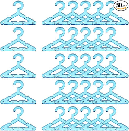 PATIKIL 50pcs Clothes Hanger Earring Holder, Mini Acrylic Coat Hangers Earring Hangers Hanger Rack for Earring Holder Organizer Stand Studs, Blue