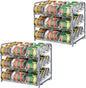 BTY Can Organizer for Pantry Stackable 2 Pack, Can Storage Organizer Rack Stacking Can Dispensers Small Space Holds up to 36 Cans for Pantry, Kitchen, Cabinet- Silver