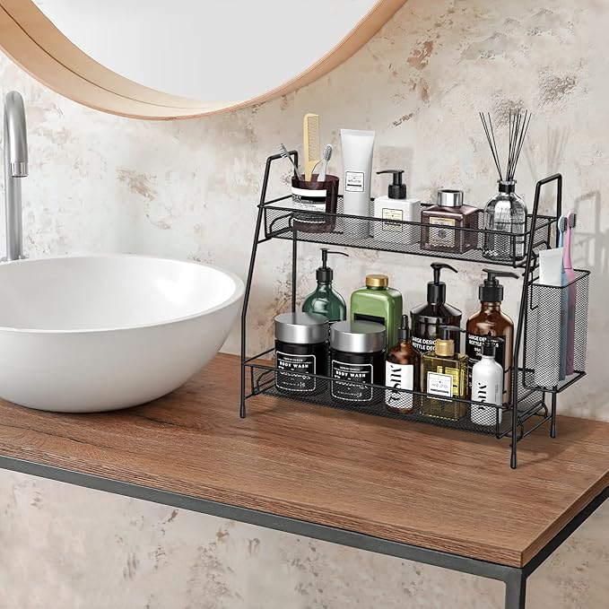 SPISPI Bathroom Organizer Countertop, Spice Rack Organizer for Cabinet,Bathroom Counter Organizer, Kitchen Countertop Organizer (Pack of 2)