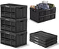 CleverMade Collapsible Storage Bins 62L (3-Pack) – Heavy Duty Collapsible Plastic Storage Bins, Large Stackable Folding Storage Bins for Garage, Car, Grocery & Home Organization - Obsidian