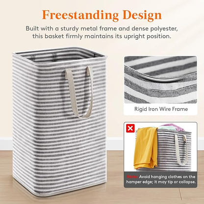 Lifewit 75L Large Collapsible Laundry Hamper, Tall Foldable Dirty Clothes Baskets Waterproof, Freestanding Design with Easy Carry Handles in Dorm Bedroom Bathroom College, Black