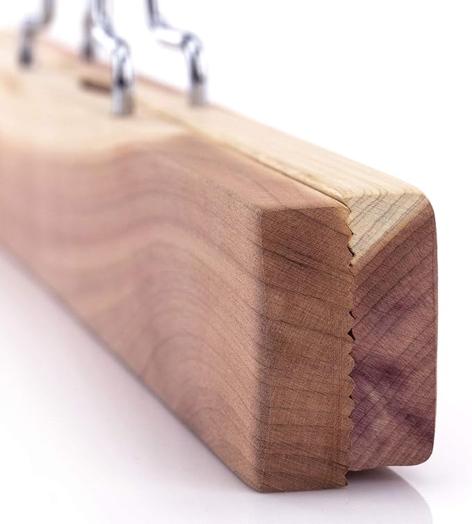 HANGERWORLD Pack of 10 Skirt and Pants Hangers with Clamp Clips, 10.6inch American Cedar Wood Hanger